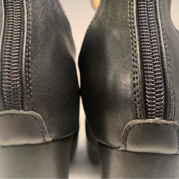 New black leather Mary Jane strappy 4” block heel three buckles rear zipper - Picture 16 of 16